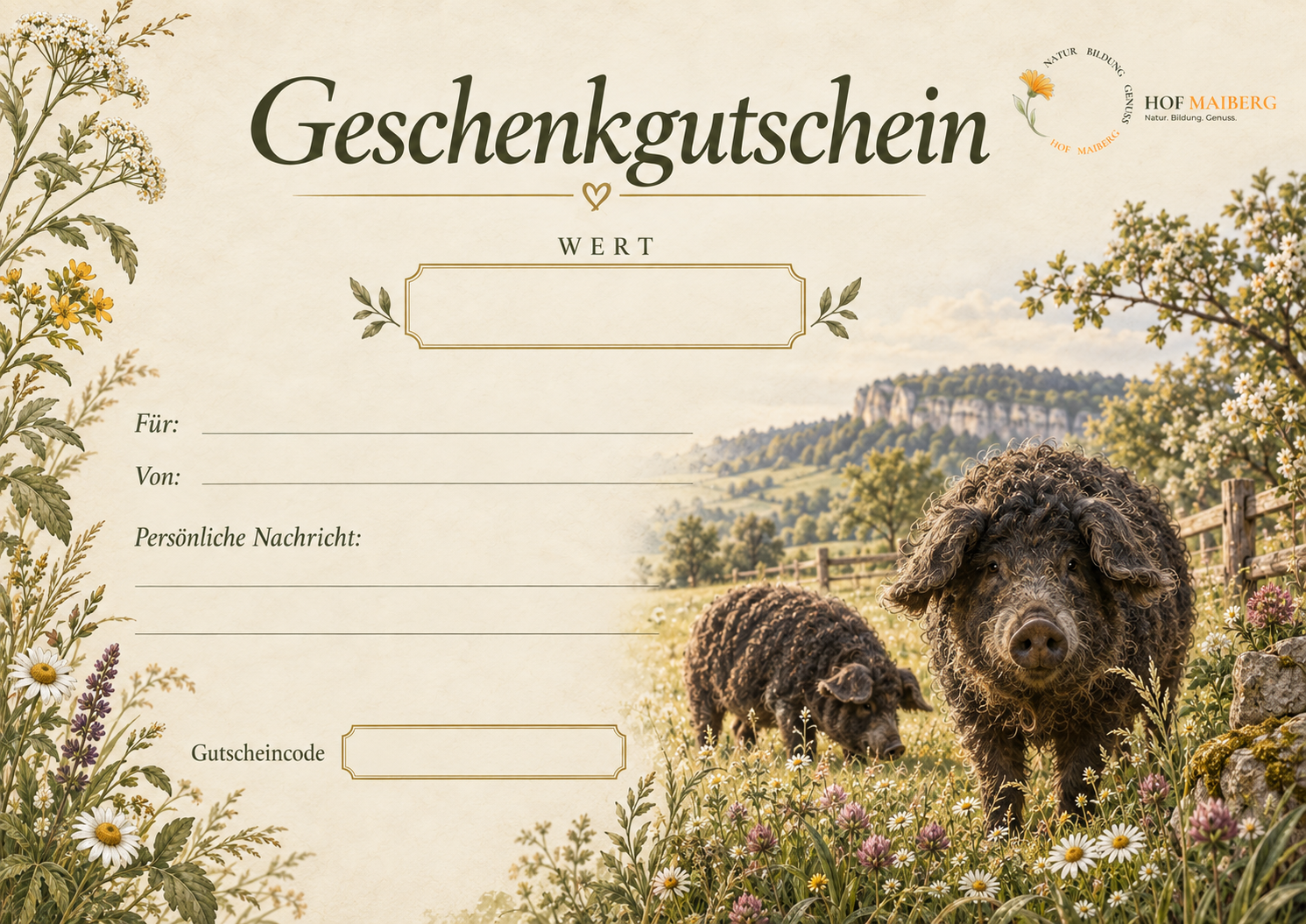 Gutscheinmotiv Wollschweine